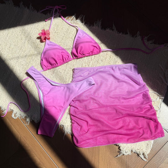 Damen Bikini-Set mit verstellbaren Trägern und rüschenförmigem Rock EB