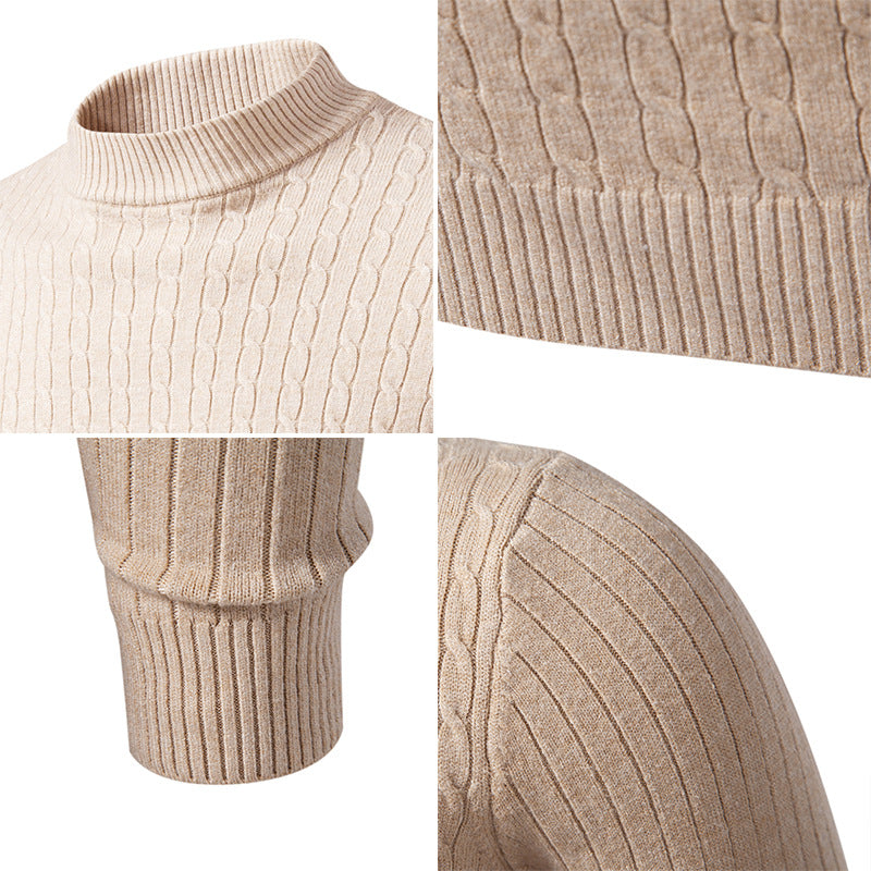 Herren Rollkragenpullover mit strukturiertem Zopfdesign EB