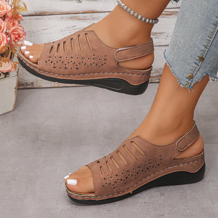 Damen Offene Sandalen mit feiner Durchbruchsstruktur EB