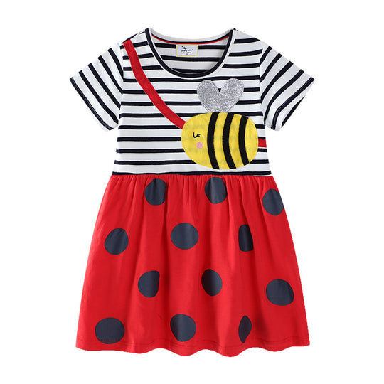 Mädchen lässiges Baumwollkleid mit Bienenmotiv EB