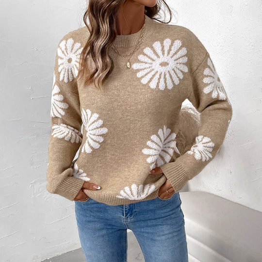 Damen Strickpullover mit floralem Design EB