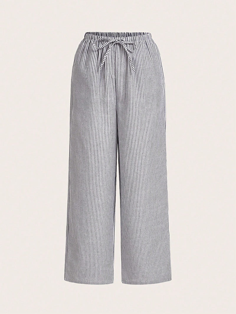 Damen Weite Sommerhose mit komfortablem Gummibund und Streifenmuster EB