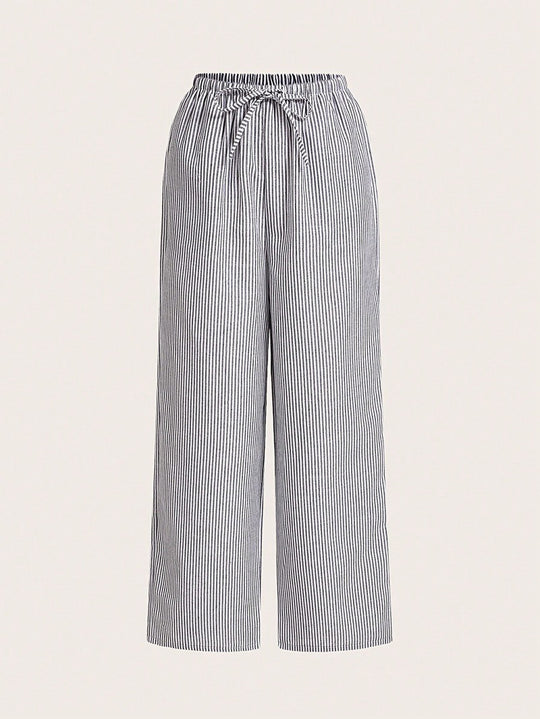 Damen Weite Sommerhose mit komfortablem Gummibund und Streifenmuster EB
