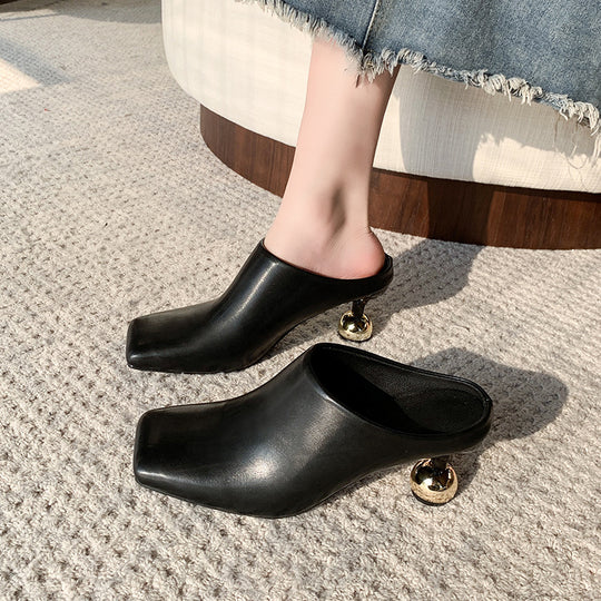 Damen Elegante Mules mit modischem Kugelabsatz EB
