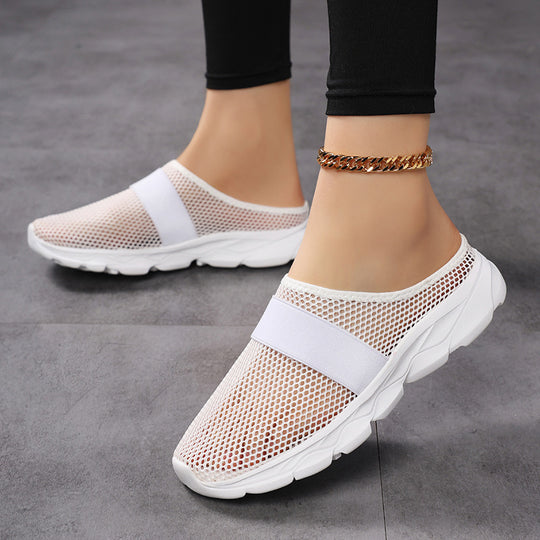 Damen Bequeme Netz-Sneaker mit elastischem Riemen und atmungsaktiver Sohle EB
