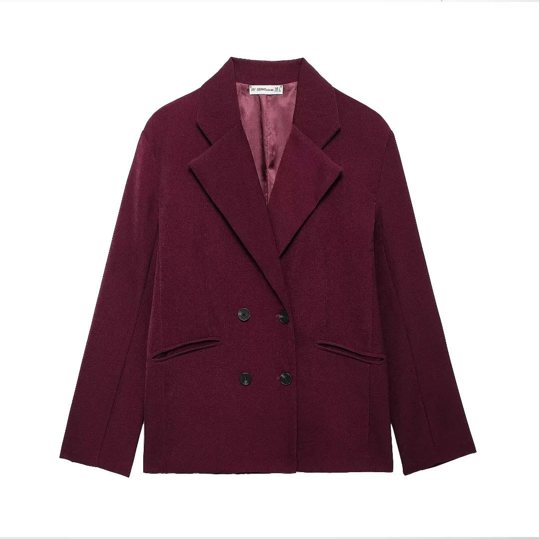 Damen elegante Doppelreiher Blazerjacke EB