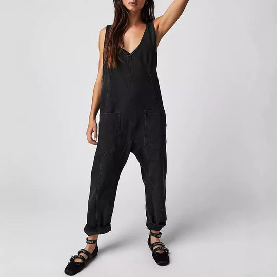 Damen Lässiger Denim-Overall mit großen Taschen EB