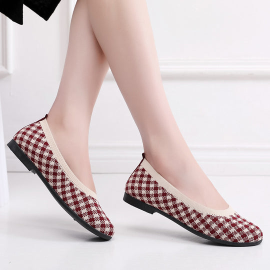 Damen Modische Ballerinas mit atmungsaktivem Strickoberteil EB