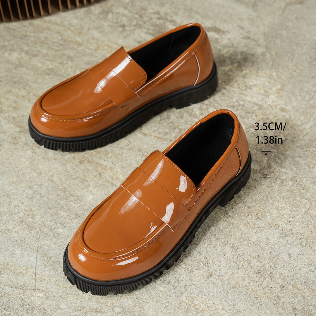 Damen Modische Loafers mit glänzender Oberflächenstruktur EB