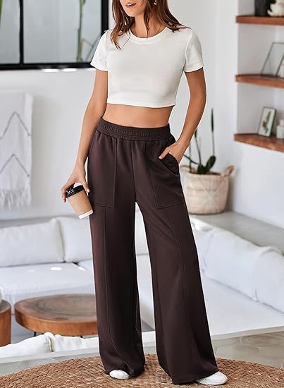 Damen Bequeme und stilvolle Freizeit-Hosen mit elastischem Bund und praktischen Taschen EB