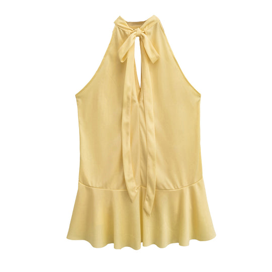 Damen elegantes Rüschenoberteil mit hochgeschlossenem Design EB