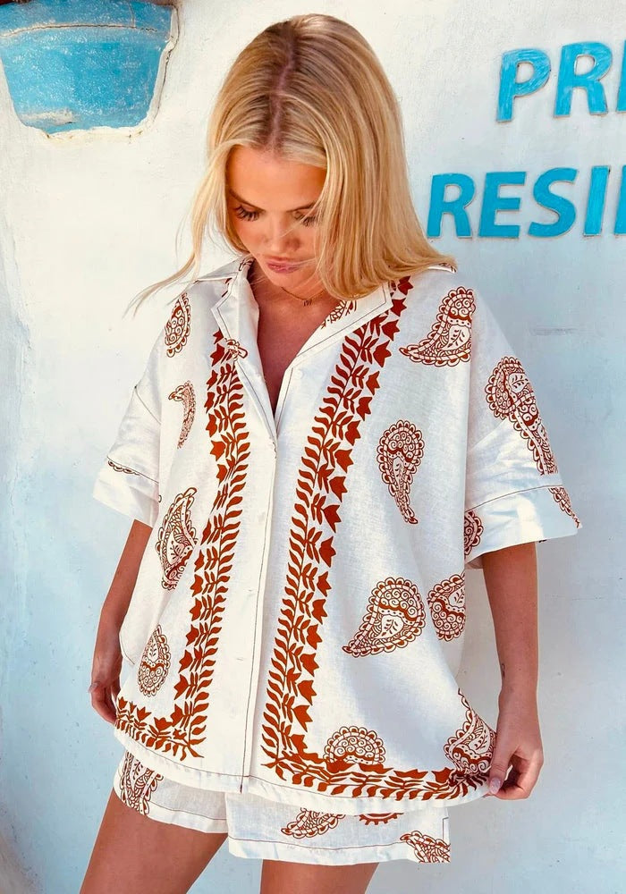 Damen lässiges Oversized-Hemd mit floralem Muster EB