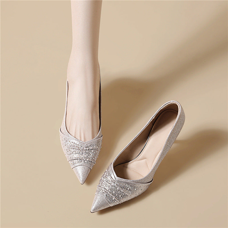 Damen Elegante und funkelnde Pumps mit spitzem Absatz EB