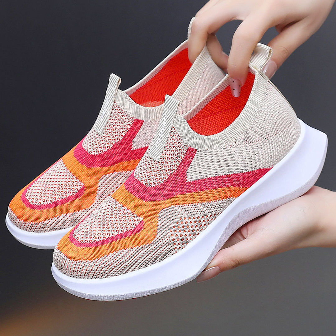 Damen Komfortable Slip-On Sport Sneakers mit elastischem Obermaterial EB