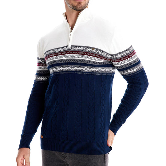 Herren modischer Pullover mit Reißverschluss und strukturiertem Design EB