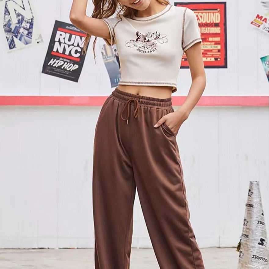 Damen Figurbetontes T-Shirt mit einzigartigem Engel-Motiv und modischem Print EB