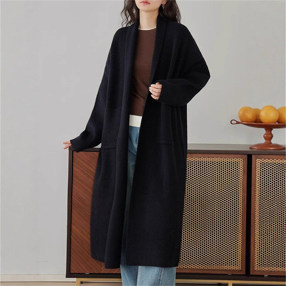 Damen Grob gestrickter Cardigan mit offenen Seiten und praktischen Taschen EB
