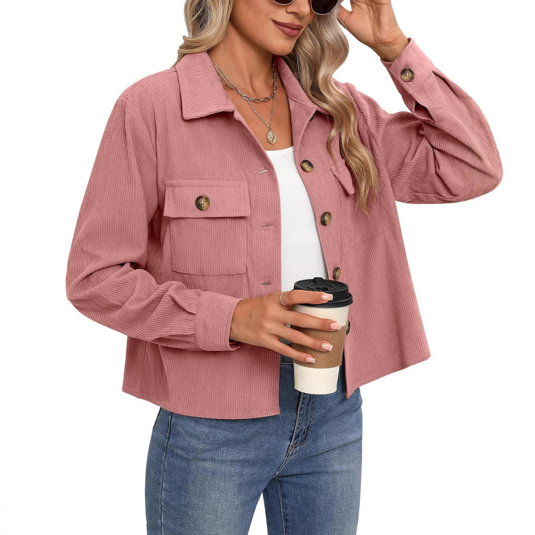 Damen Cordjacke mit zwei Brusttaschen EB