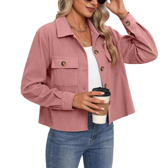 Damen Cordjacke mit zwei Brusttaschen EB
