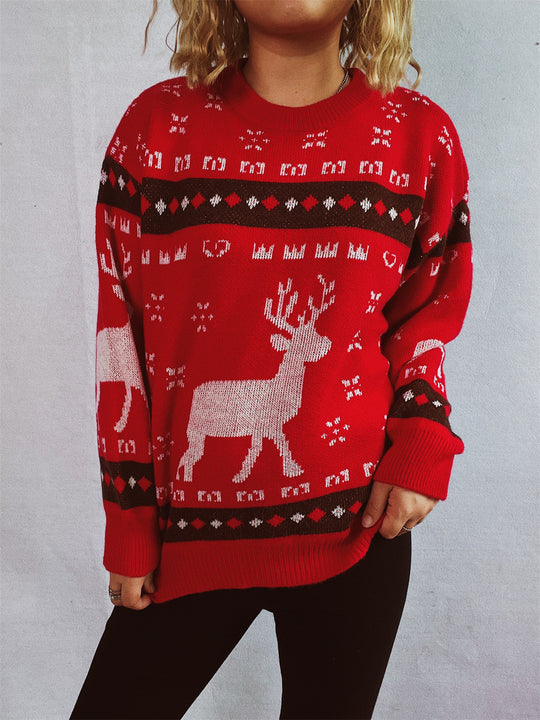Damen Weihnachtspullover mit festlichem Rentier-Motiv und bequemer Passform EB