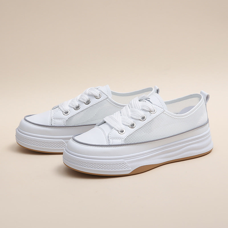 Damen Sportliche Plateausneaker mit atmungsaktivem Mesh-Obermaterial und rutschfester Sohle EB