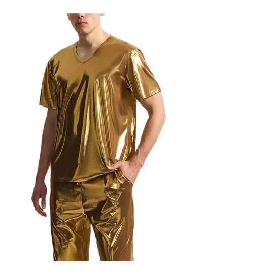 Herren Sportliches Set aus glänzendem Material mit V-Ausschnitt EB