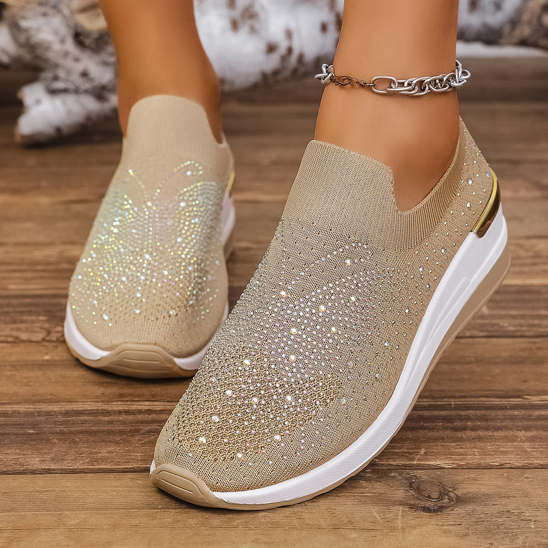 Damen Slip-On Sneakers mit funkelnden Strassdetails EB
