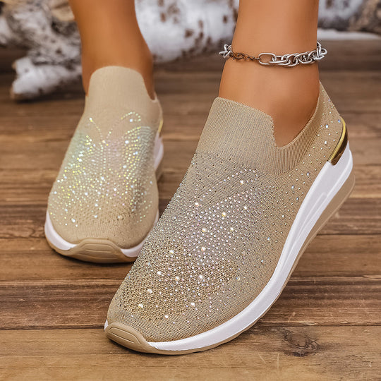 Damen Slip-On Sneakers mit funkelnden Strassdetails EB