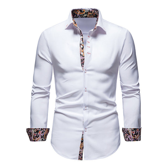 Herren Langarmhemd mit modernem Paisley-Muster und exklusiven Details EB