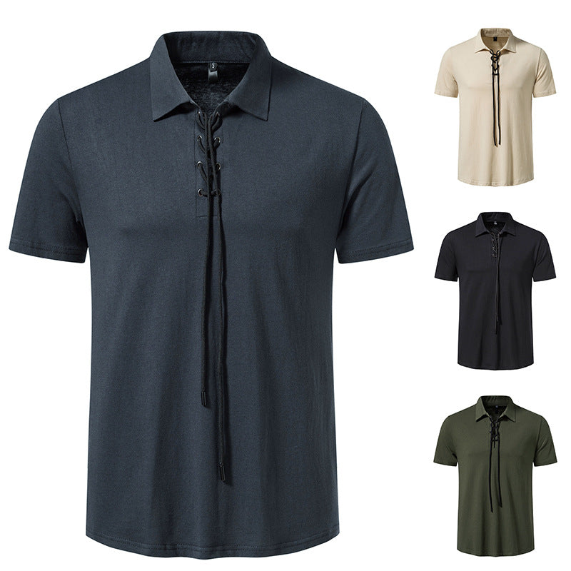 Herren Polo-Shirt mit einzigartigem Schnürdesign EB