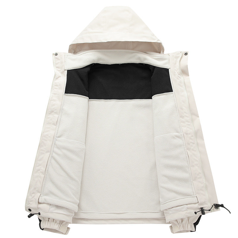 Herren funktionale Outdoor-Softshelljacke mit herausnehmbarer Fleece-Innenjacke, wind- und wasserabweisender Membran und verstellbarer Kapuze EB