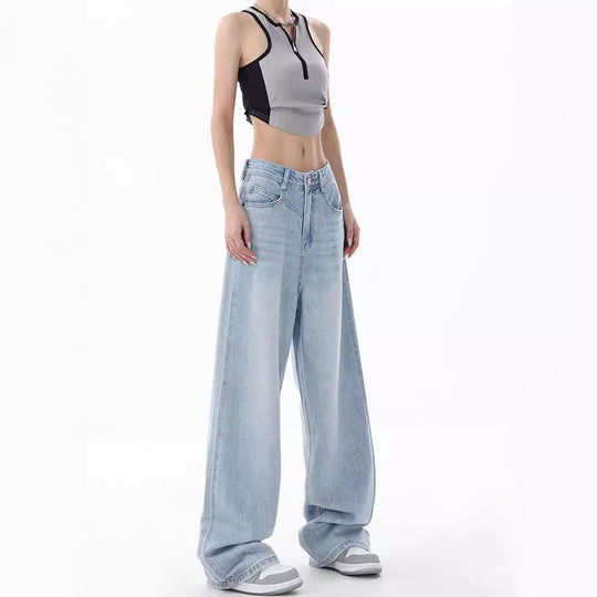 Damen Weite High-Waist Jeans mit lässigem Schnitt und modernem Design EB