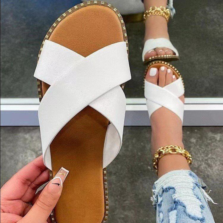 Damen Komfortable Zehentrenner-Sandalen mit breiten Riemen und modischem Design EB