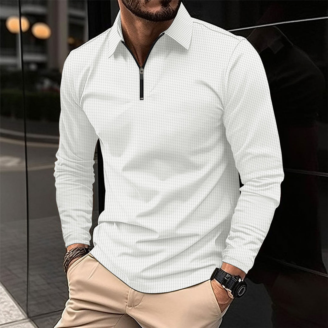 Herren Langarmshirt mit modernem Reißverschluss und strukturiertem Design EB