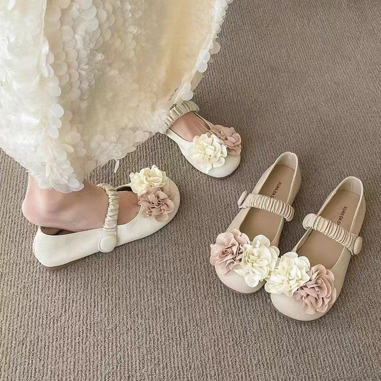 Damen Ballerinas mit floralem Dekor und elastischem Riemen EB
