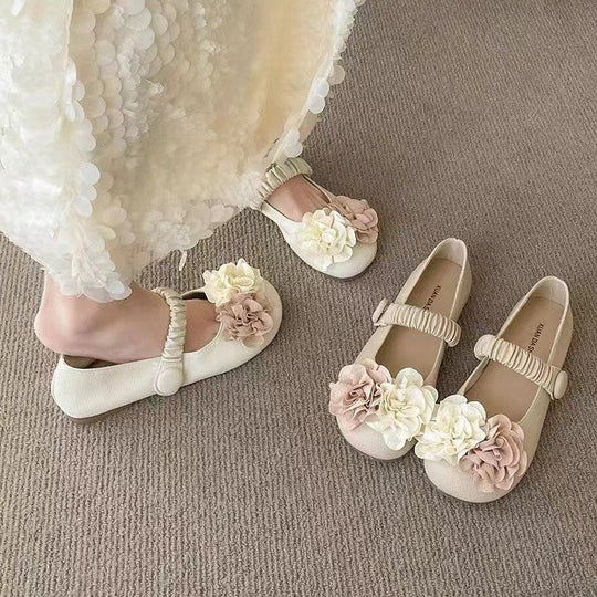 Damen Ballerinas mit floralem Dekor und elastischem Riemen EB