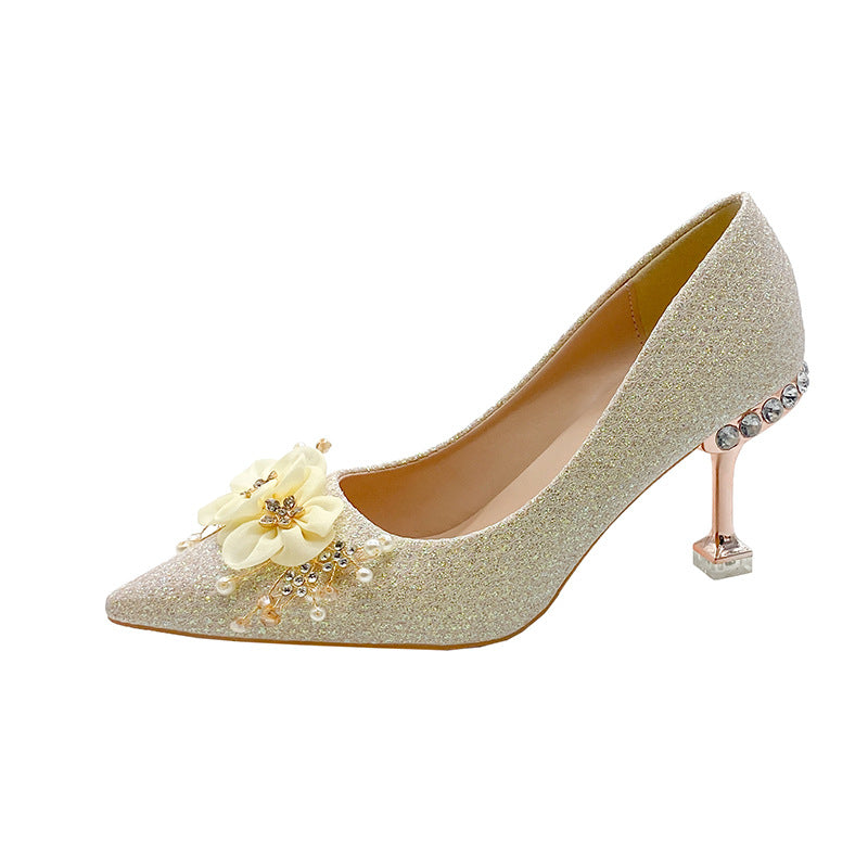 Damen Glamouröse High Heels mit floralen Details und elegantem Absatz EB