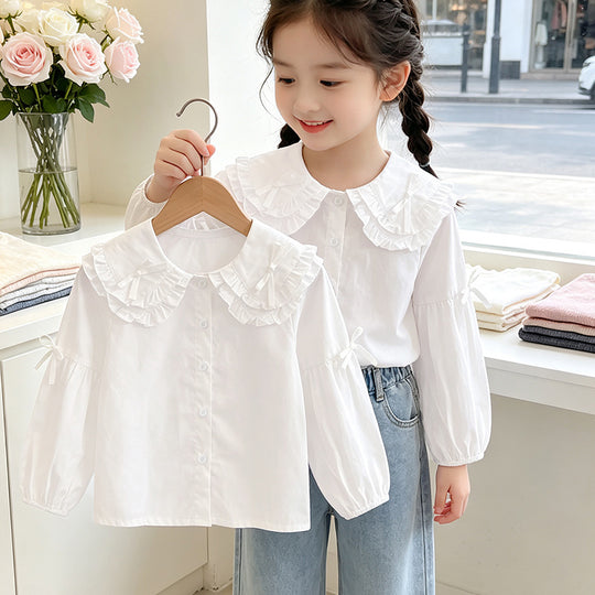 Mädchen Bluse mit Rüschendesign und niedlichem Kragen EB