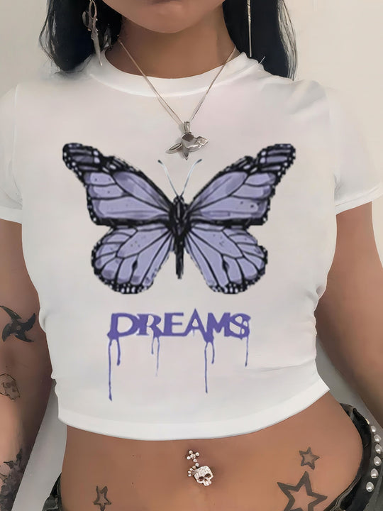 Damen cropped T-Shirt mit exklusivem Pferdemotiv und figurbetontem Schnitt EB