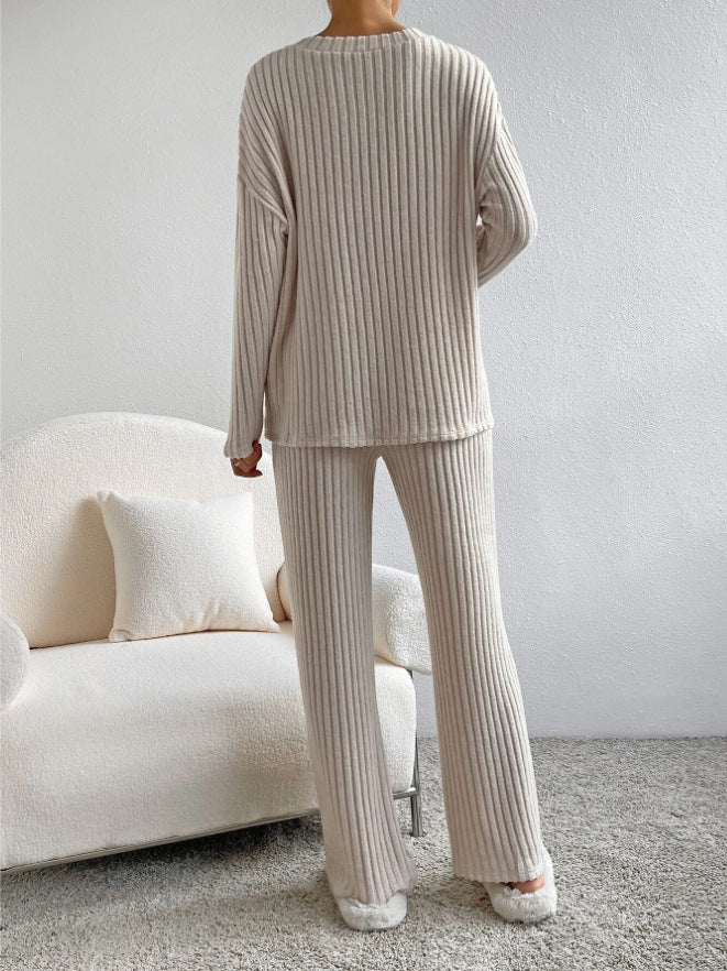 Damen Strick-Loungewear-Set im modernen Rippenmuster EB