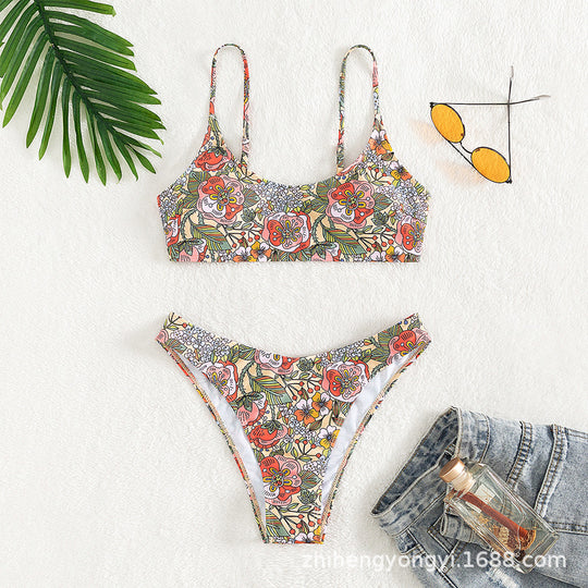 Damen Sportliches Bikini-Set mit floralem Design EB