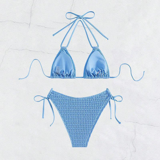 Damen Dreieck-Bikini mit verstellbaren Bindebändern und trendy Häkel-Design EB