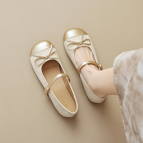 Damen Ballerinas mit dekorativem Riemchen und eleganter Schleifenapplikation EB