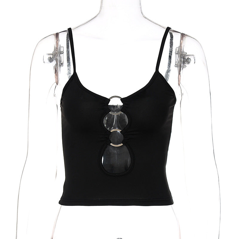 Damen Crop-Top mit dekorativen Cut-Outs EB