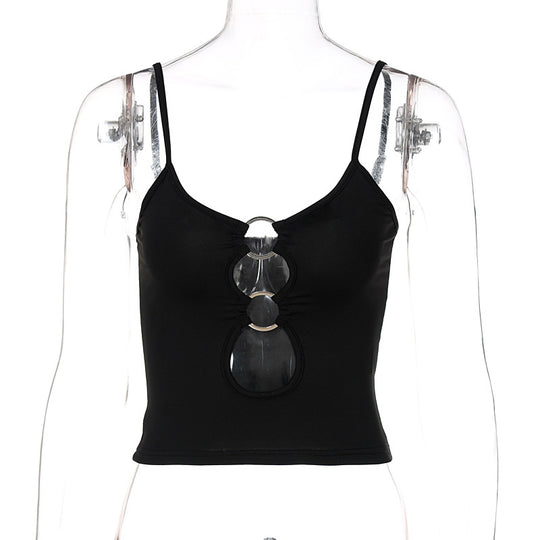 Damen Crop-Top mit dekorativen Cut-Outs EB