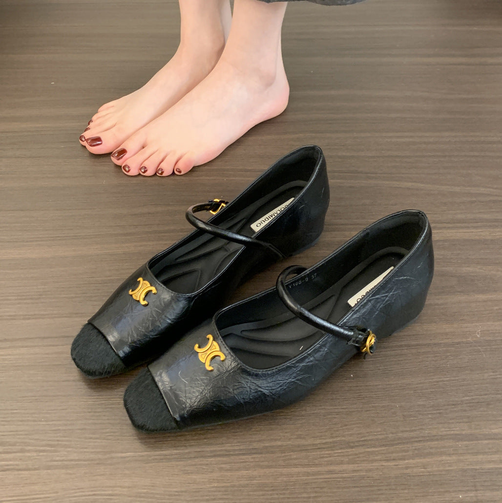 Damen Ballerinas mit dekorativer Schnallen-Applikation und elegantem Schnitt EB