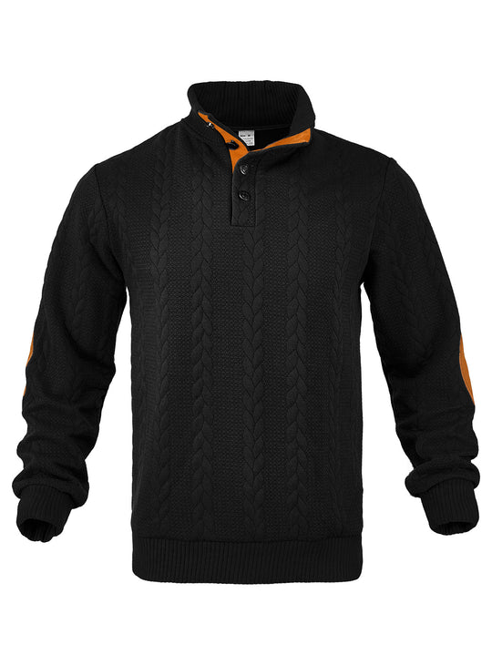 Herren Strickpullover mit hohem Kragen und strukturiertem Muster EB