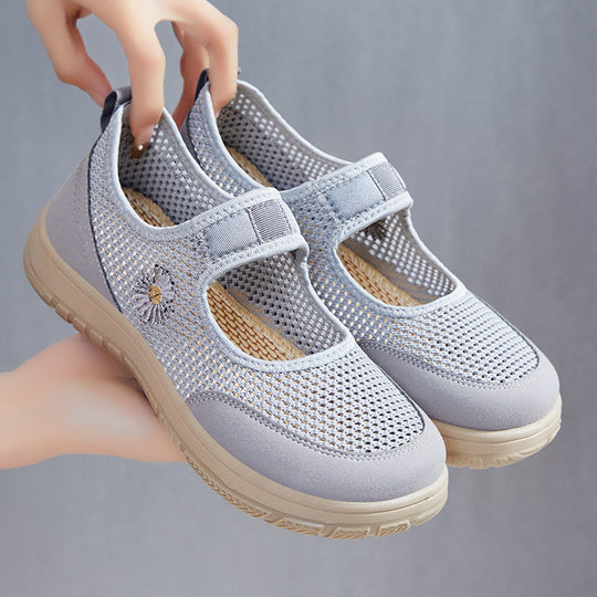 Damen Bequeme und atmungsaktive Freizeitschuhe mit elastischem Riemen EB