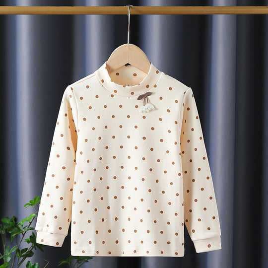 Mädchen Langarmshirt mit niedlichen Punkten und charmantem Applikationsdetail EB