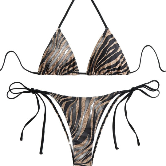 Damen Triangel-Bikini mit elegantem Zebra-Print EB